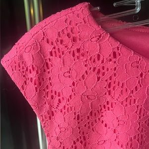 NWT Lauren by RL Dress in Calypso Coral Pink, Lace overlay, Size 10, Cap Sleeve